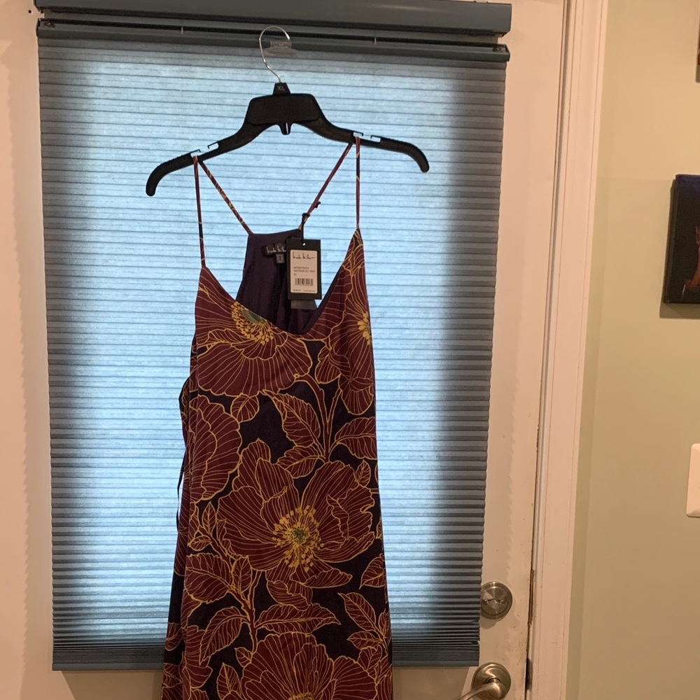 Nicole Miller Purple and Yellow Floral Maxi Dress